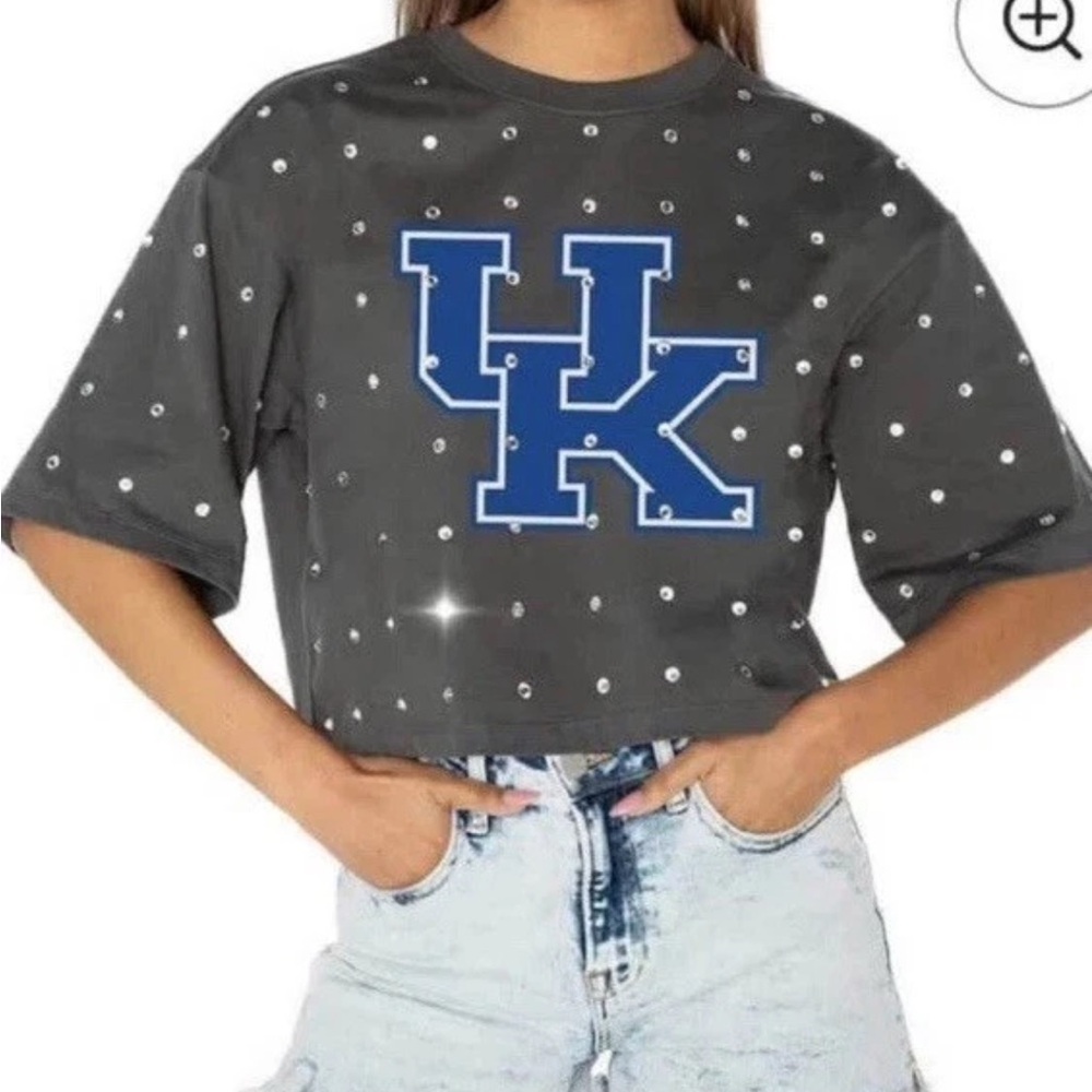 Gray Crop Top size XL with Blue UK Logo